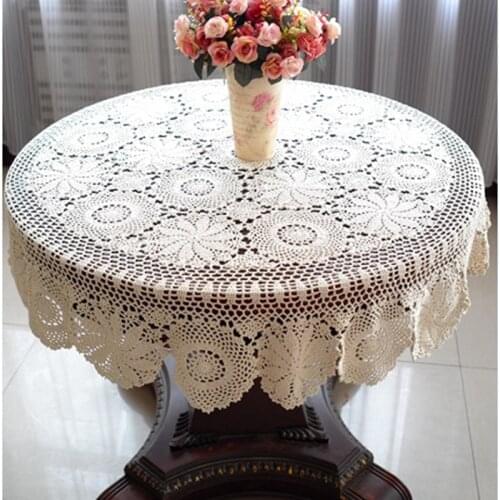 Handmade Crochet Tablecloth Dinner Round Table Cloth 100% Cotton Many Size Available