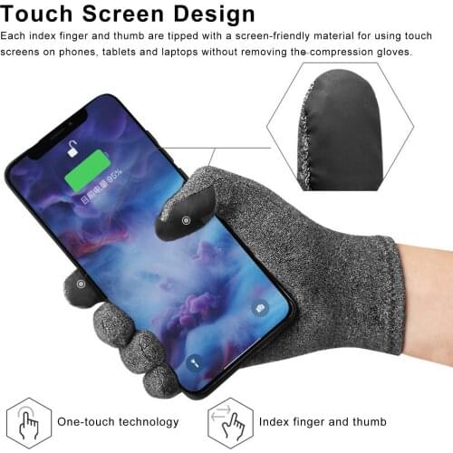 Full Compression Gloves Touch Screen Full Finger Glove Rheumatoid Arthritis Hand Support Relief for Joint Wrist Thumb Pain