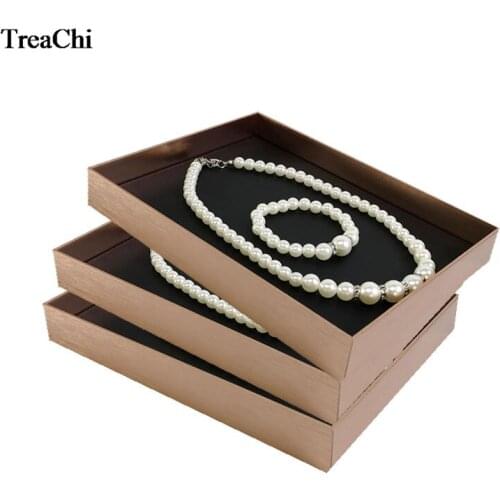 Portable Black PU Necklace Ring Earring Storage Cosmetic Organizer Case Stainless Steel Jewelry Display Counter Showcase Tray