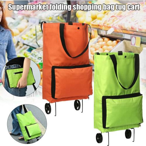 Portable Wheeled Bag High Capacity Supermarket Folding Shopping Bag Trolley Cart Handle Bag PR Sale
