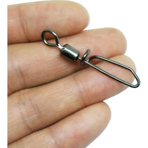 INFOF 500/1000-pieces Fishing Swivels Snap Rolling Swivel with T-shape Snap #10-#3/0 Carp Fishing Connector Swivel Hook