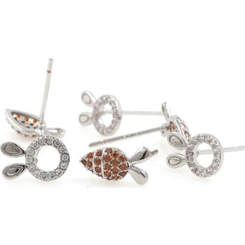 Cubic Zirconia Rabbit and Carrot Earrings, Carrot Earrings, Girl Earrings, Jewelry Charm