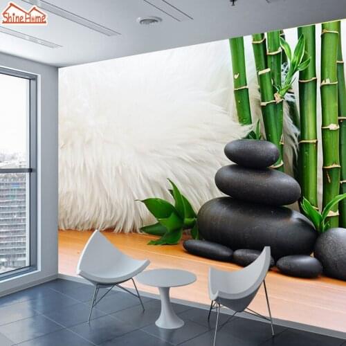 ShineHome-Large Custom Wallpapers for 3 d Walls Living Room Stone Pebble Natural Bamboo Wallpaper Wall Paper SPA Cafe Home Decor