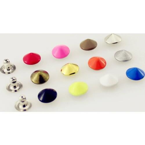 100sets 9mm Colorful Painted Cone Rivets For Leather Tire Studs And Spikes For Clothes DIY Shoes Bags Tachas Para Ropa