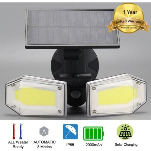 Solar LED COB Lights Outdoor Motion Sensor Solar Power Garden Wall Flood Light Waterproof Wide Angle Ajustable Jardin Decoration