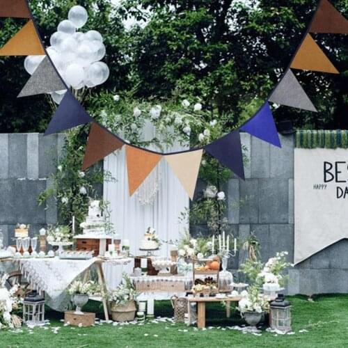 Brown Pennant Wedding Supplies Non Woven Fabric Wedding Party Banner Room Pennant Nonwoven Decoration Flags Baby Deco Birth P9X4