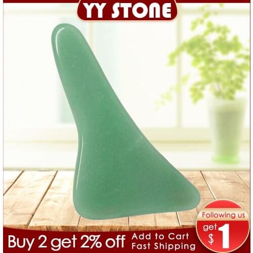 Tontin Natural Aventurine Aventur Jade Guasha Board Gree Stone Scraping Tools V line Face Beauty Kit Healthcare
