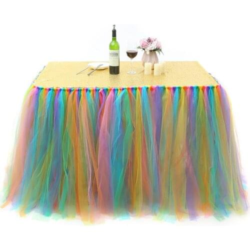 80x100cm Tulle Gauze Party Wedding Table Skirt Tableware Wedding Decor Banquet Partys Birthday Event Home Tables Skirts