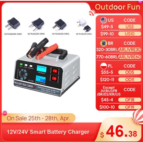 12V/24V Smart Battery Charger Automotive Battery Charger 400W 40A Trickle Smart Pulse Repair For Car Truck Boat Motorcycle