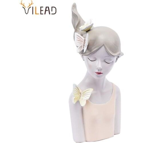 VILEAD Modern Butterfly Girl Resin Sculpture Home Decoration Accessories Ornaments Living Room Decor Bedroom Tabletop Figurine