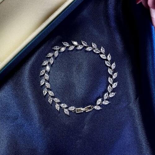 Vintage 925 Sterling Silver Leaf Cut Gemstone Bracelet For Women Romantic Wedding Engagement Fine Jewelry Wholesale Gifts