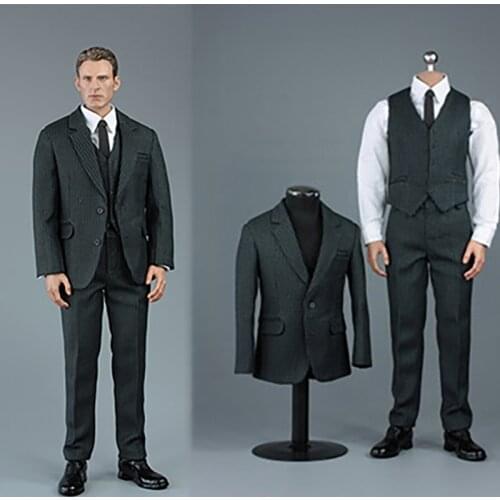 VORTOYS V1015 A/B/C 1/6 Male Suit Clothes Vest Tie Belt Leather Shoes Set for 12'' Muscle Man Action Figure Body In Stock