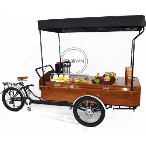 High Quality Fashion Coffee Cargo Bike Retro Electric Tricycle Street Snack Mobile Food cart