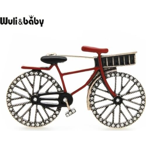 Wuli&baby Vintage 3 Colors Enamel Bike Brooch Pins New Designer Metal Badge for Accessories and Collections