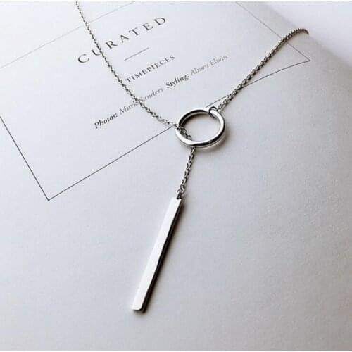Yiustar simple women necklaces Circle with bar chian necklace for women SYXL034