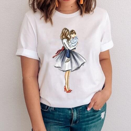Women Graphic 90s Cute Lovely Cartoon Mom Mama Mother Boy Son Clothes Lady Tops Clothing Tees Print Female Tshirt T-Shirt