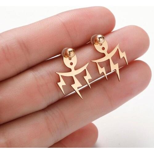 Chandler Korean Fashion Lightening Front Back Double Sided Stud Earrings for Women Wedding Ear Jackets Piercing Jewelry bijoux