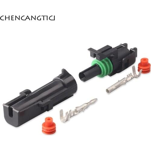5 Sets 1 Pin Way Delphi Auto Wire Connector Socket Weather Pack Electrical 2.5MM Female Or Male Plug For Car 12015791 12010996