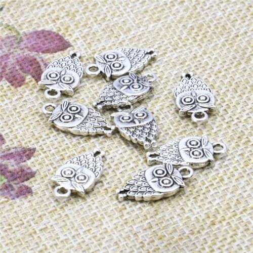 10PCS Hot Fashion Owl-Shaped Copper Lucky DIY Loose Finding Beads Accessories Crafts Alloy Jewelry Making Design 9x18mm Pendant