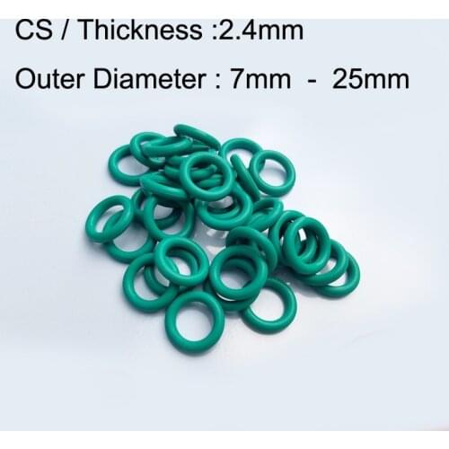 100PCS Rubber O Ring CS 2.4mm x OD 7/8/9/10/11/12/13/14/15/16/17/18/19/20/21/22/23/24/25 Fluorine Rubber Gasket Seal FKM O-Ring