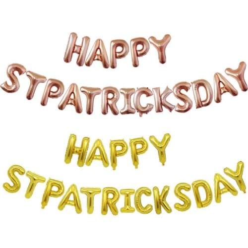 16 inch happy st patricks day balloon decoration golden rose gold St. Patricks happy aluminum foil letter balloon set