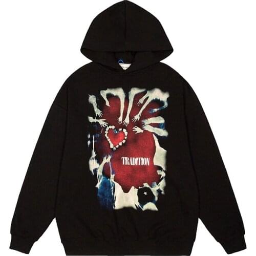 2021 Dark Streetwear Funny Hand Print Cotton Punk Hoodies Men Harajuku Sweatshirt Chic Hooded Pullover Vintage Clothes For Teens