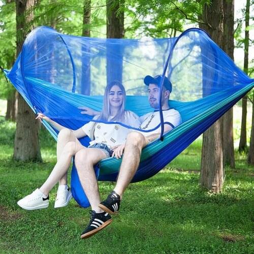 260cmx140cm Portable 210T Nylon Hammock Tent Outdoor Camping Hunting Lightweight Hammock With Bug Net Single Double Hammock