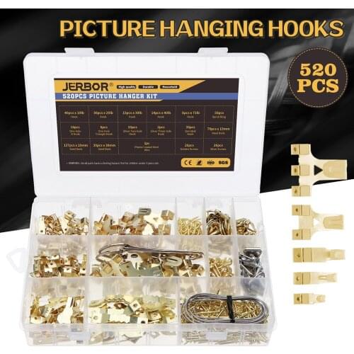 520pcs Picture Hangers Photo Frame Hook Picture Frame Wooden Frame With Accessories Wire Rope Screws Nails Home Decoration