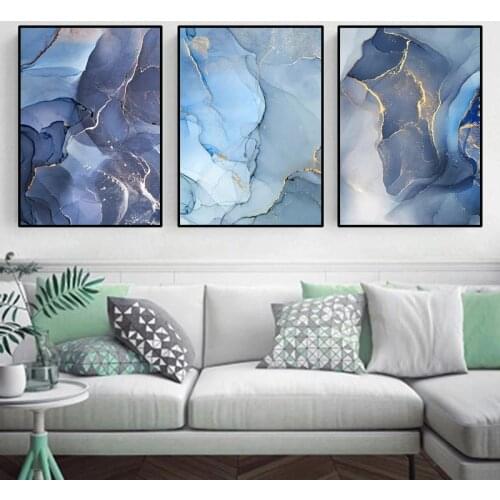 Nordic style gold gray marble abstract art luxury texture canvas painting modern wall art posters and pictures home decoration