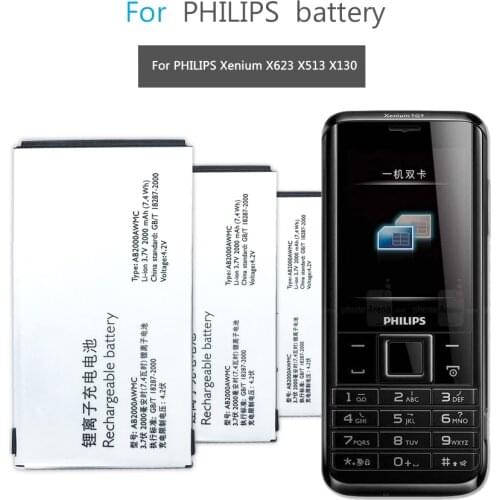 For PHILIPS Xenium X501 X513 X523 X130 X623 X3560 CTX130 CTX523 CTX513 Mobile Phone Battery AB2000AWMC AB2000FWML 2000mAh