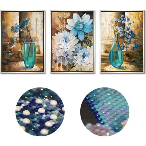 Speical shaped diamond painting 5d mozaik broderie diamant needlework diy nature diamond embroidery flowers triptych living room