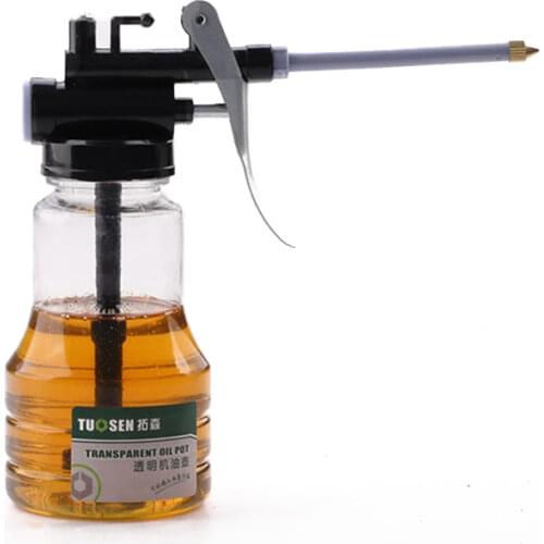 Hardware Tool Transparent Oil Can 250ml Plastic Hose Refueling Pot High Pressure Oiler Oil Gun
