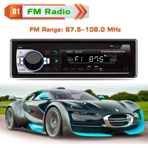 Car Radio with Bluetooth, In-Dash Single Din Car Stereo, Car MP3 MP5 Player USB/SD/AUX/FM with Wireless Remote Control JSD-520