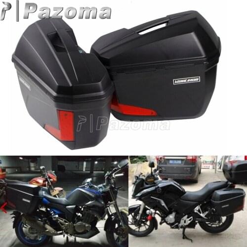 1 Pair Universal Motorbikes 20L Side Cases Panniers Tail Top Box Luggage Cargo Box w/LED Light for BMW Honda Kawasaki Suzuki