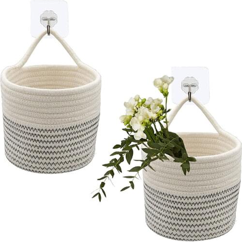 Large Capacity Cotton Rope Plant Basket Woven Plant Pot Hanger Laundry Basket Storage Basket For Store Plants Toys Clothes
