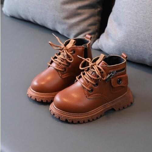 New Children Martin Boots Boys Girls Black PU Leather Ankle Casual Breathable Baby Toddler Shoes Kids Student