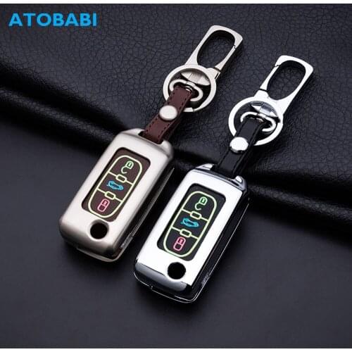 Car Key Case For Peugeot 208 307 308 508 3008 4008 5008 Citroen C4 DS3 DS5 DS6 Zinc Alloy+Leather Luminous Buttons Remote Cover