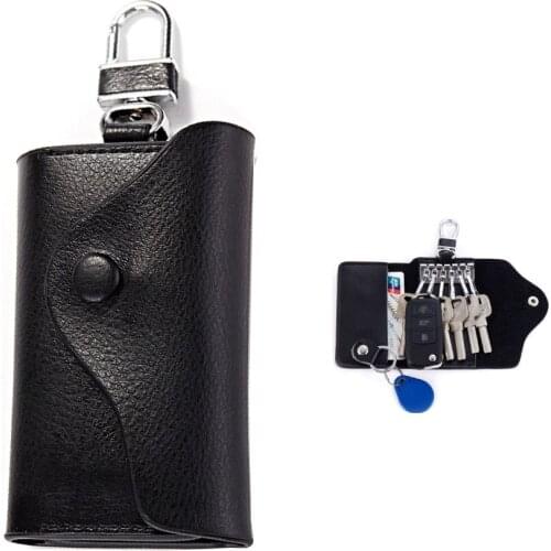 Car Key Case Leather Men Women Key Wallets Key Holder Keychain Housekeeper Covers Pouch Keychain Purse Card Organizer Bag