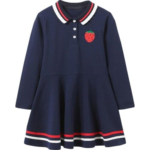 Kids Frocks 2021 Autumn Baby Girl Clothes Brand Dress Toddler Gift Casual Cotton Strawberry Print Dresses for Kids 2-7 Years