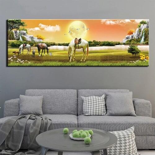 Diy Diamond Painting Set Horse Sunset Landscape Diamond Embroidery Full Square Round Mosaic Rhinestone Picture Wall ArtsZP-4552