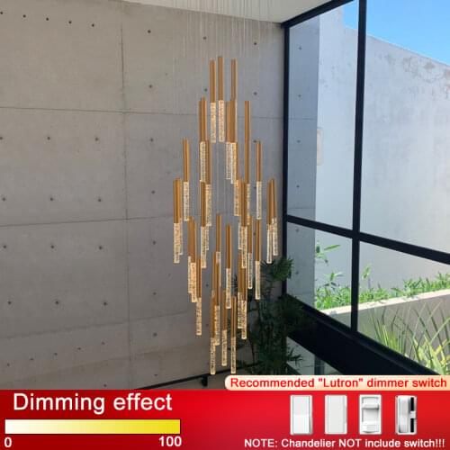 Luxury led chandelier for staircase long modern crystal lamp living room large cristal light fixture home decor indoor lighting