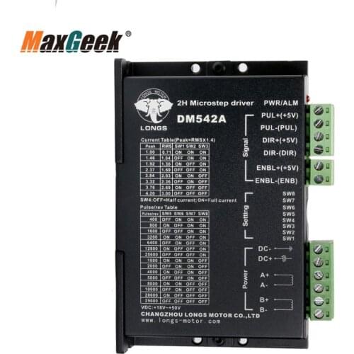 Maxgeek DM542A Nema 23 Stepper Motor Driver Peak 4.2A 18-50VDC 128 Micstep CNC for Milling engraving Machine