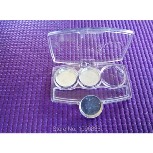 3 Compartments Eye shadow Case with Aluminum Pans, Empty Cosmetic Packaging Case, Blusher Box, Empty Cosmetics Box, 50pcs/Lot