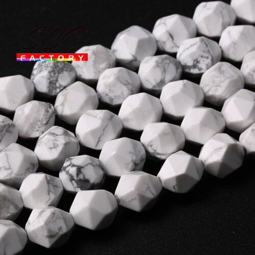 Wholesale Faceted White Howlite Turquoises Beads Natural Stones Beads 6 8 10mm For Jewelry Making DIY Bracelet Accessories 15"