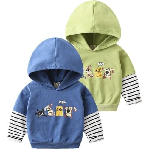 2021 Boys Hoodies Sweatshirt Coat Fashion Baby Kids Sport Clothes Tops Patchwork Jackets Children Stripe Hoodies Sweatshirts
