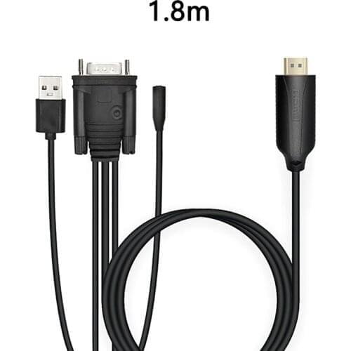 Wiistar HDMI to VGA Adapter Cable Male to Male Converter Adapter 1080P Digital to Analog Video Audio For PC Laptop 1.8 M