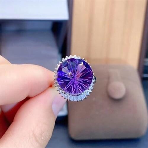 Amethyst Rings 925 Silver Natural Gemstone Engagement Ring Fine Elegant Jewelry for Womens Best Gift New