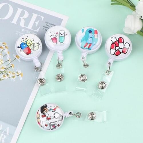 Hot Sales 1PCTop Quality Retractable Nurse Badge Reel Clip Cartoon Medicine Doctor Students IC ID Card Badge Holder