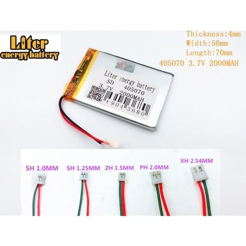 3.7V 2000mAh 405070 Polymer lithium Li-ion battery for 3.7V 405070 PLUG tablet pc,POWER BANK,cell phone rechargeable battery