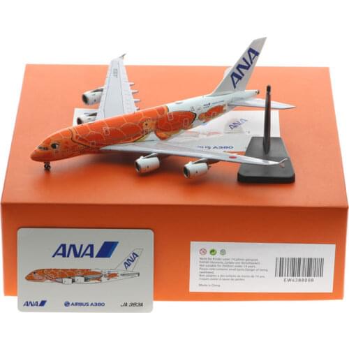 1:400 Scale ANA Orange Turtle Airways A380 Airlines Model with Base Alloy Aircraft For Collectible Souvenir Show Gift Toys